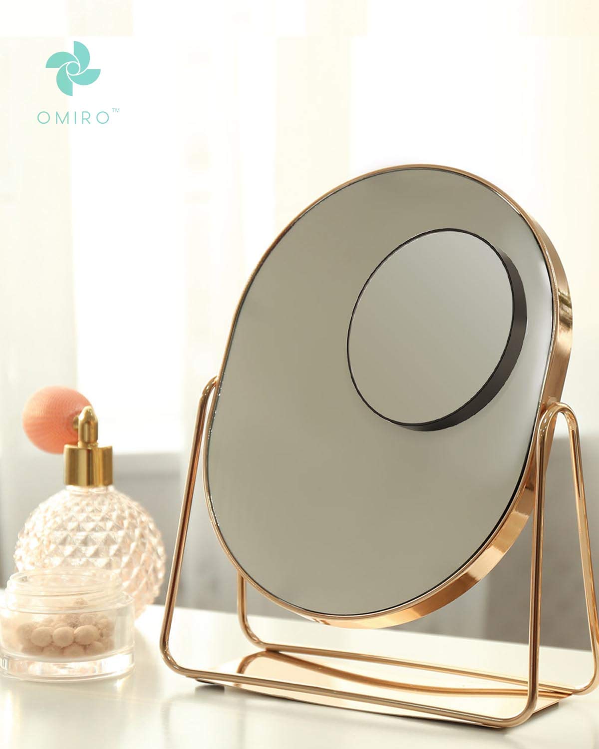OMIRO 20X Magnifying Mirror and Eyebrow Tweezers Kit, 3.5" Two Suction Cups Magnifier Travel Set: Furniture & Decor