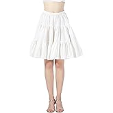 BEAUTELICATE Women 100% Cotton Skirt 3 Tiered A-Line Retro Medieval Skirt