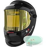 YESWELDER Auto Darkening Welding Helmet with SIDE VIEW, 180° Panoramic View, 1/1/1/1 True Color Solar Powered Welder Hood, Wide Shade 3/5-9/9-13 Welder Mask for TIG MIG ARC CUT and GRIND, LYG-Q800D
