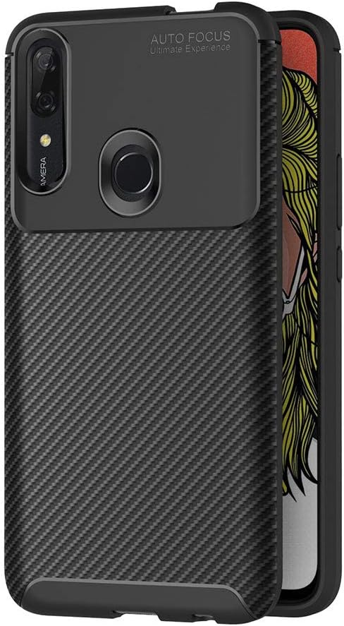 AICEK Compatible Huawei P Smart Z Case, Black Silicone Cover for Huawei P Smart Z Bumper Covers for Huawei P Smart Z Fiber Carbon Black Case (6.59 inch)