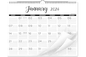 LEMOME HOME Calendar 2024 - Wall Calendar 2024, 2024 Calendar with Thick Paper, 15" x 11.5", Jan.2024 - Dec.2024, Twin-Wire Binding + Hanging Hook + Ruled Blocks with Julian Date - Classic Black