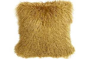 Pillow Decor - Mongolian Sheepskin Soft Gold Throw Pillow