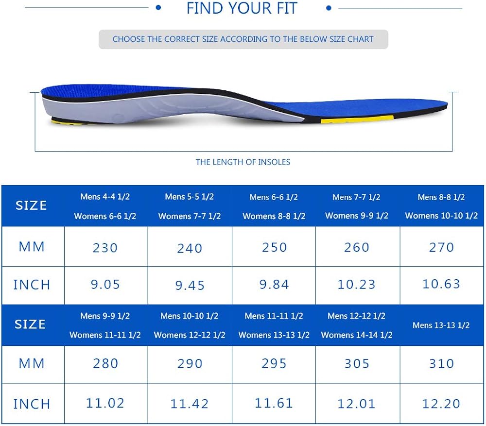 wernies Running Shoes Inserts for Men Women, Athletic Arch Comfort Insole: Shoes