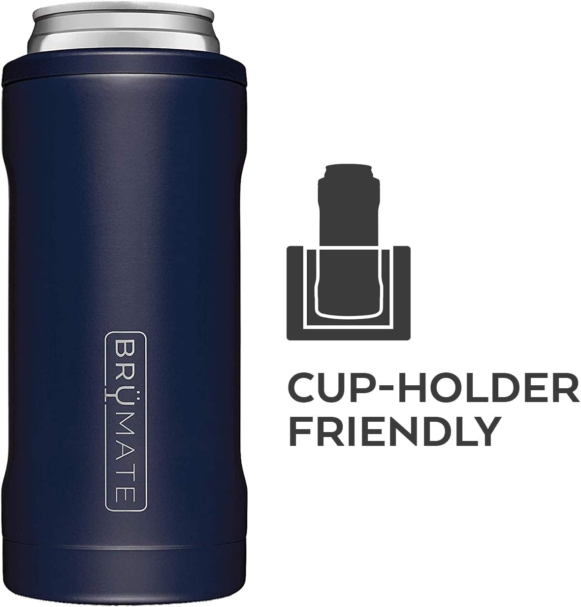 BrüMate Hopsulator Slim Double-walled Stainless Steel Insulated Can Cooler for 12 Oz Slim Cans (Matte Navy): Kitchen & Dining