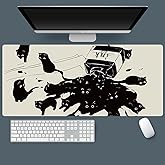 Uniqcasa Gaming Mouse Pad XXL Extended Anime Mouse Pad 31.5x15.7inch, Large Cute Kawaii Big Computer Mouse Mat Desk Pad with Non-Slip Rubber Base and Stitched Edge for Home Office-Black Ink Cat