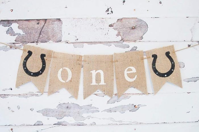 Amazon Com Horseshoe One Banner For First Birthday Party