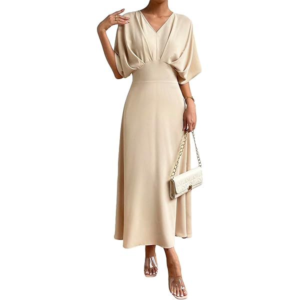 square neck satin maxi dress empire waist Empire Waist Maxi Chiffon Evening Dress for Women main image 1