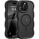 Pepmune for iPhone 14 Pro Max Case Wavy Frame Translucent, Black | Hard Matte Clear Back Cover for Women Men, Compatible with Magsafe, TPU Bumper Shockproof Drop Protection Phone Case
