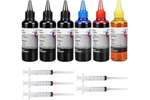 AYMSous 6-Pack Universal Dye Ink Refill Kit for All HP Canon Epsn Brother Printers Compatible Cartridges Refillable Cartridge
