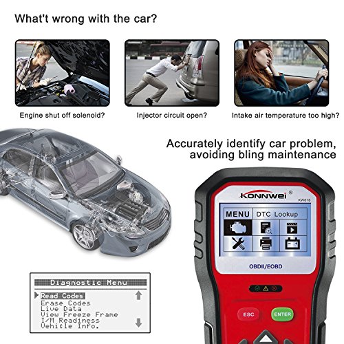 OBD2 Car Diagnostic Scanner, KW818 Pro Universal Car Code reader Vehicle Diagnostic Tool, OBD2 EOBD Scanners Tool Check Engine Light Code Reader for all OBDII Protocol Cars Since 1996 - Thumbnail 5