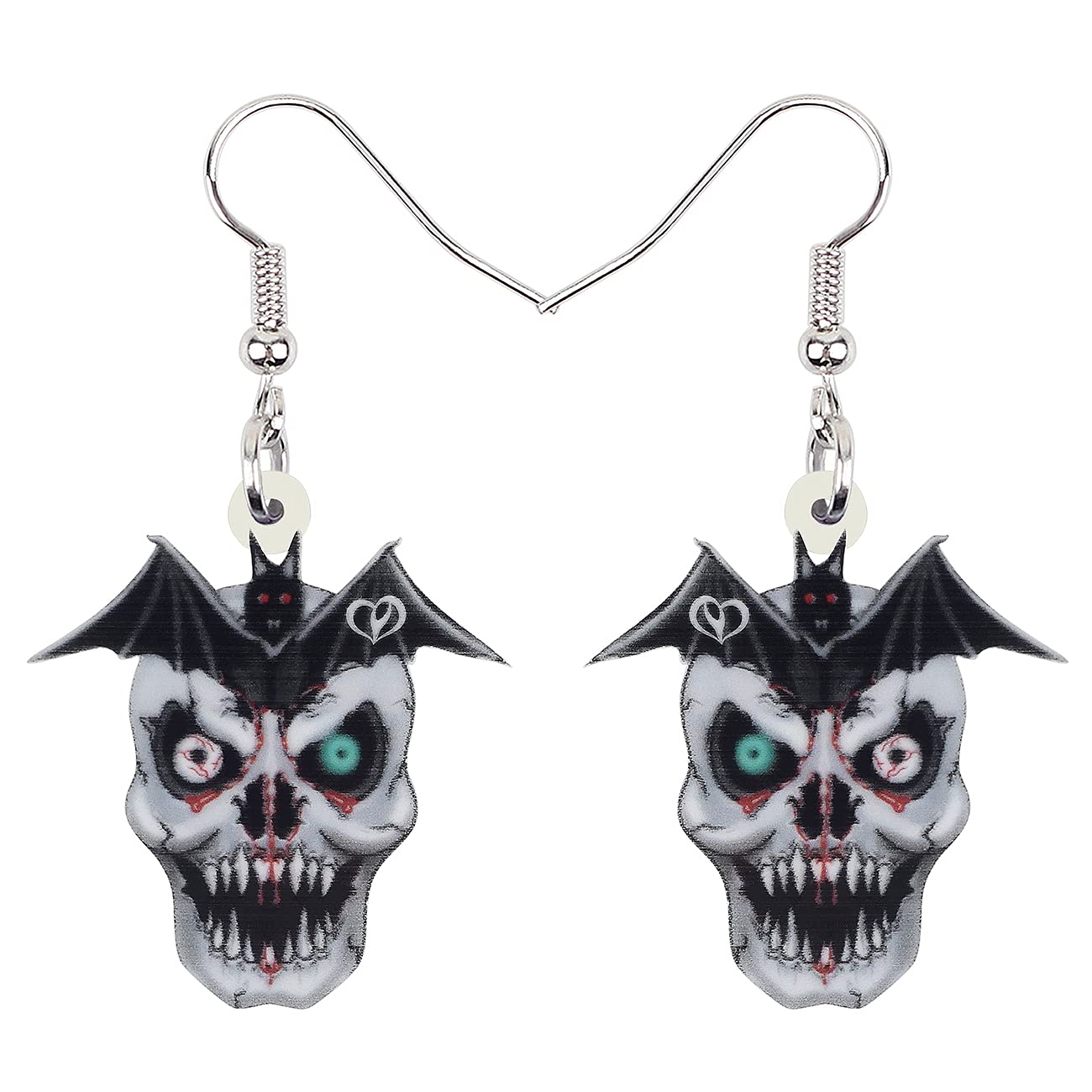 Bonsny Acrylic Drop Dangle Halloween Skeleton Skull Earrings Punk Jewelry For Women Kids Teens Gift (Black)