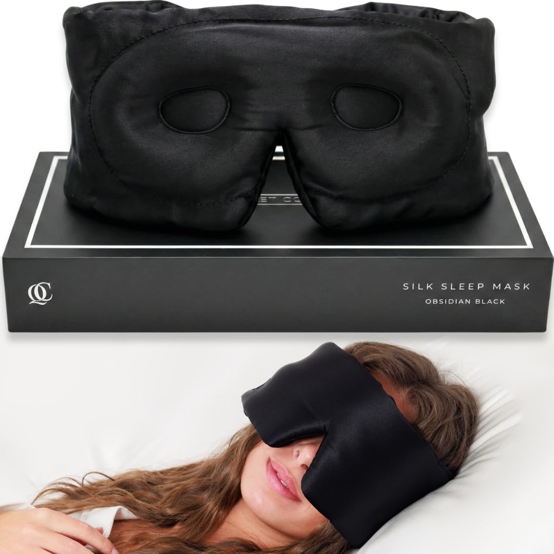 Photo 1 of QUIET COVE Plush 3D Contoured Silk Sleep Mask - Total Blackout, 100% Silk 22 Momme, Foam Eye Cups Do Not Crush Eyelashes, Luxe Cloud Filling for Side Sleeping Comfort (Black) with Luxury Gift Box