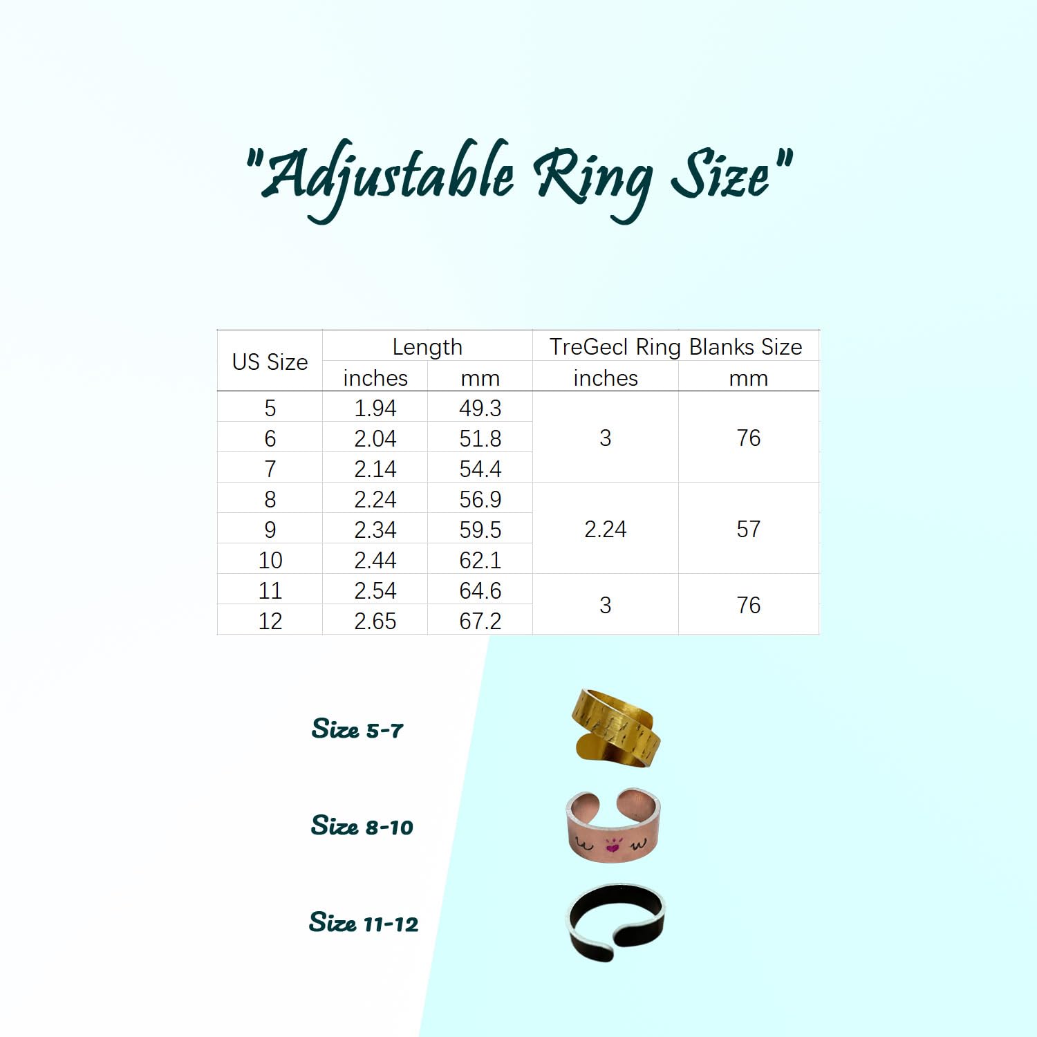 TreGecl 24 Pack Ring Stamping Blanks Aluminum Metal Ring Blanks for Jewelry, 2.24×0.4inch, 3×0.24inch, Ring Size 5-7, 8-10, 11-12 (Black and Silver)