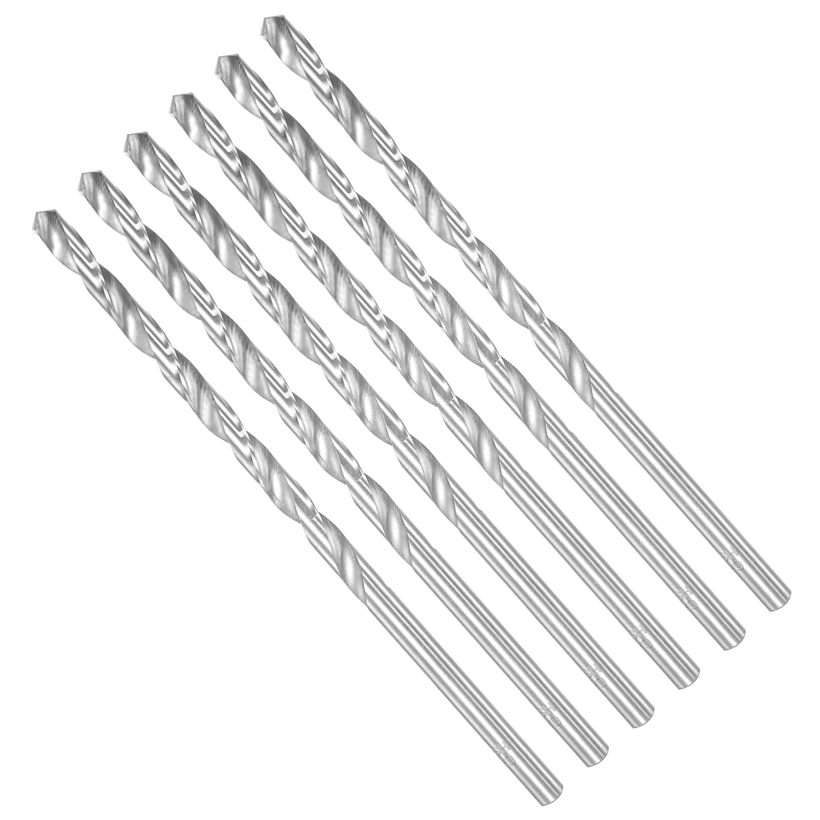 CoCud Long Twist Drill Bits, 6.2mm Cutting Diameter 0.24" Shank 3.94" Blade Length, High-Speed Steel Jobber Bit Set (Applications: for Metal Wood Plastic), 6-Pieces