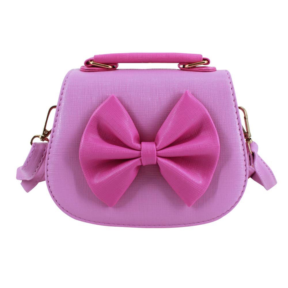 LA HAUTE Little Girls Fashion Tote Handbag Adorable Bowknot Purse Shoulder Bag Corssbody Bag (Color Purple)
