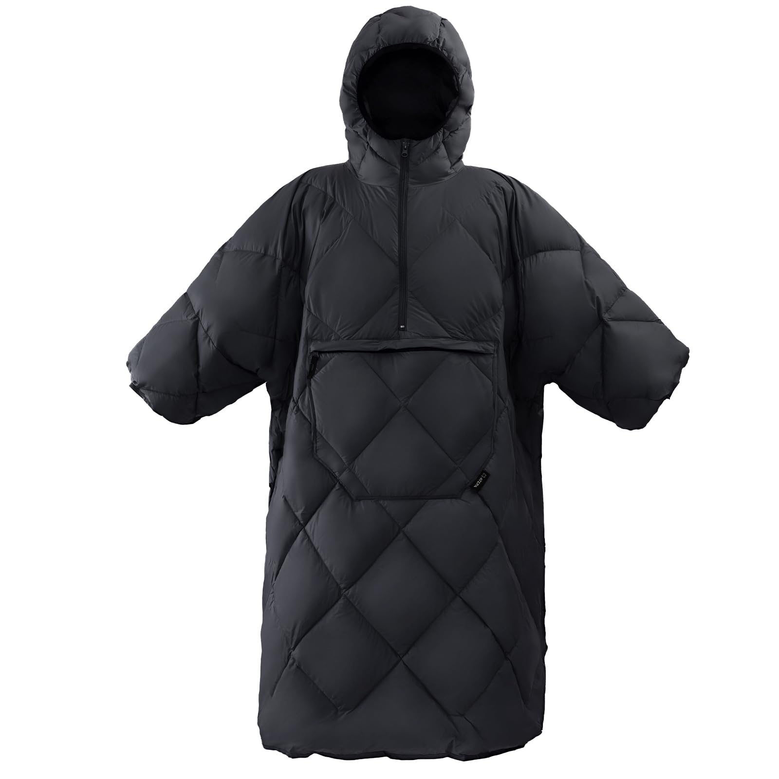 Photo 1 of ATEPA Wearable Sleeping Bag, Recycled Camping Wearable Down Blanket Poncho, Ultralight Warm Waterproof Cold Weather Sleeping Bag Coat Jacket Suit for Outdoor Sports, Camping Gifts Women Men, Black