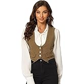 Allegra K Women's Denim Vest Vintage Button Up Sleeveless Crop Jean Vest Waistcoat