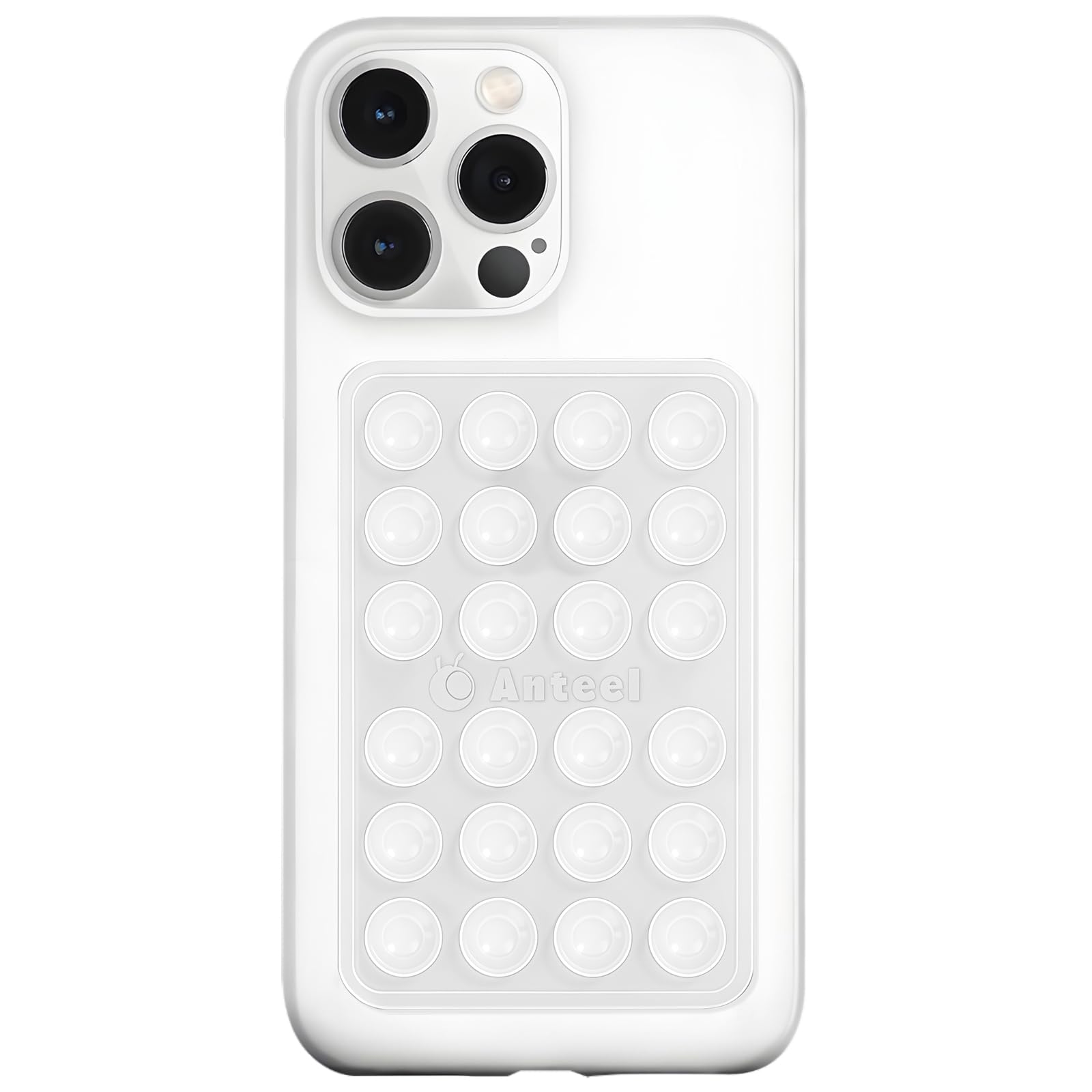 JiaJiuTong Anteel Silicone Suction Phone Case Adhesive Mount, Durable, Hands-Free Sticky Phone Holder, Upgraded Thickened and Enhanced Suction Power Sticky Phone Grip, 2.56"x3.94" (Translucent)