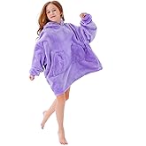 Aemicion Wearable Blanket Hoodie for Kids Super Soft Warm Oversized Hooded Blanket Sweatshirt Hoodie Blanket for Boys Girls (Light Purple)