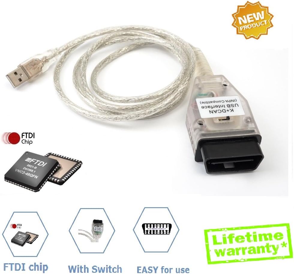 Goldplay INPA K+ DCAN Ediabas coding interface cable switch FT232RQ OBDII for BMW R56 E87 E93 E70 from 1996 to 2008