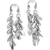 Elrcryon Gold Leaf Earrings For Women Elegant 22K Gold Plated Leaf Dangle Drop Tassel Earrings Bohemian Statement Jewelry for Party/Evening Wear Gift for Birthday Xmas