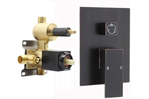/G Solid Brass 3 Way Outlet Function Shower Diverter Valve, Drettyer Pressure Balancing Mixer Mixing Rough-In Valve Kit Replacement, Oil Rubbed Bronze