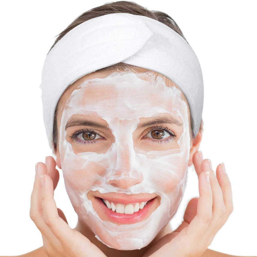 Shindel Spa Facial Headband, 6PCS Make Up Wrap Head Terry Cloth Winter Headband Adjustable Towel, with 3PCS Facial Sponges, Esthetician Supplies