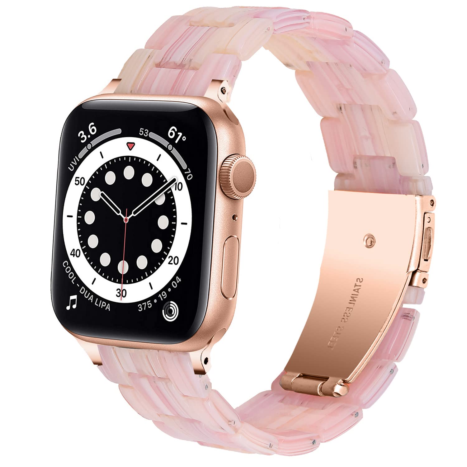 DEALELE Bands Compatible with Apple Watch 49mm 46mm 45mm 44mm 42mm, Colorful Resin Replacement Strap for iWatch Series 10/9 / 8/7 / 6/5 / 4/3 / Ultra/SE Women Men, Silk pink