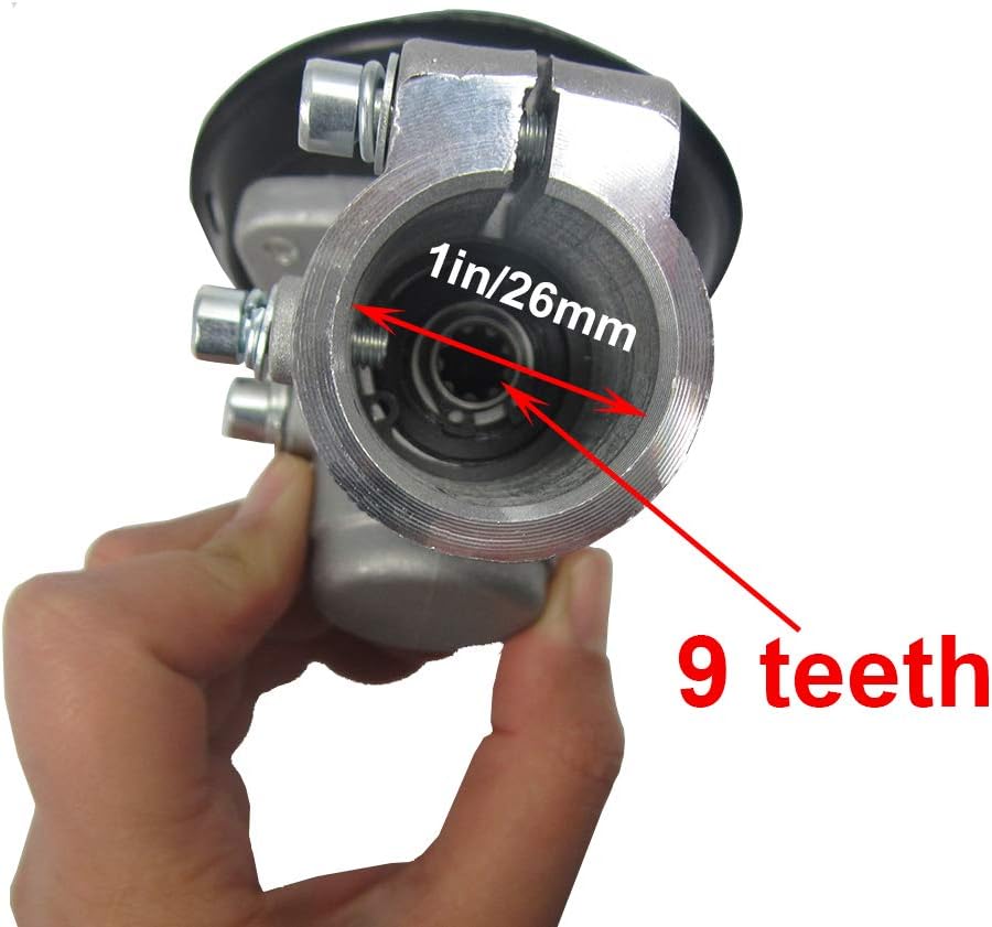 Gearbox Head for Lawn Mower Universal Accessories for Weed Eater String Trimmer Head 1inch/26mm Diameter 9 Teeth Splines String Line Trimmer Gearbox Head Grass Trimmer Parts Single Side Screw Locking: Garden & Outdoor