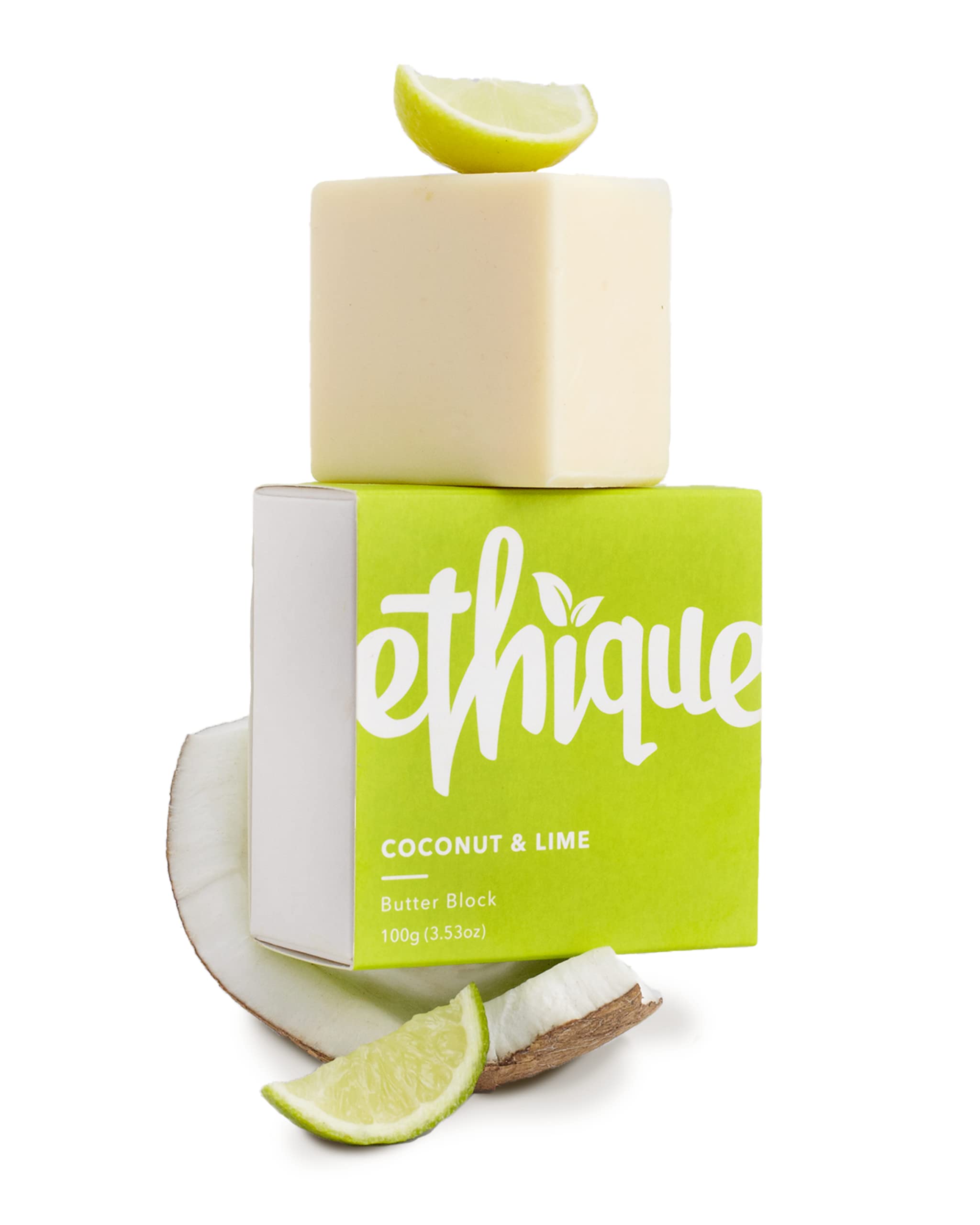 Ethique Coconut & Lime Solid Butter Bar Supremely Hydrating for Heels and Elbows - Eco & Vegan Friendly, Sustainable and Plastic Free (100g/3.5oz, Pack of 1)
