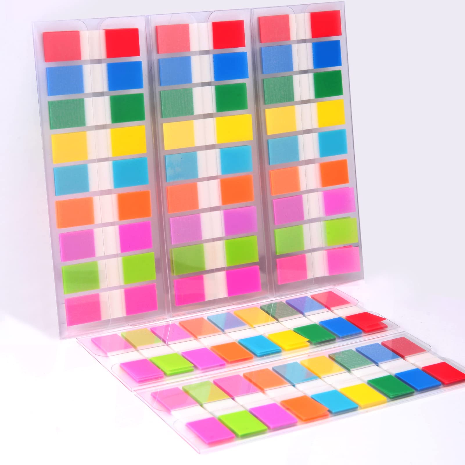 Sticky Tabs,moinkerin 900 Pieces Transparent Sticky Notes Book Tabs PET Multicolor for Bookmarks,Studying,Office,School Planner Memo