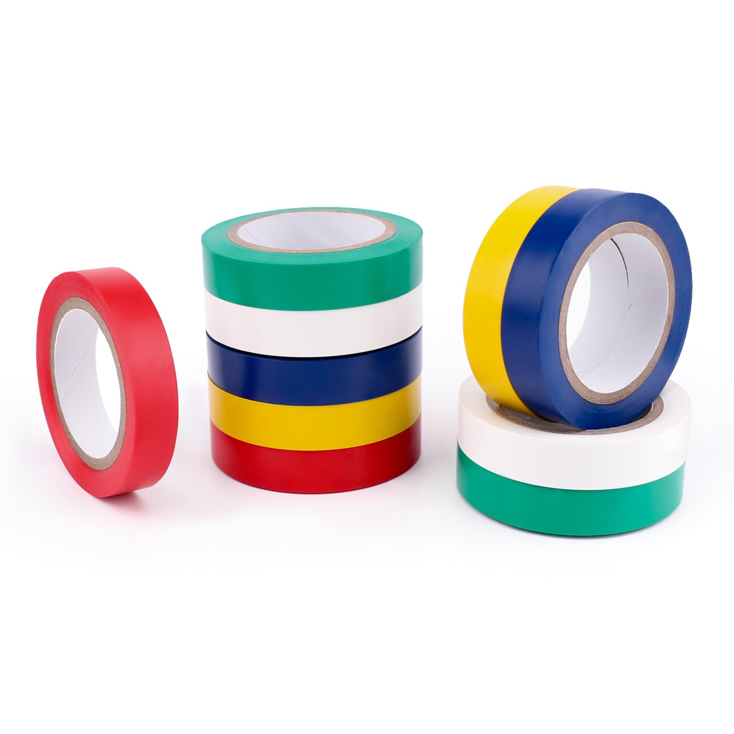 Amazon Basics Electrical Tape, 1/2-inch by 6.66 yard, Multi-Color, 10-Pack, Great for General Home&DIY, Automotive, Electrical, Labeling and Craft Project