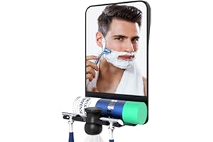 COSMIRROR Shower Mirror Fogless for Shaving with Razor Holders, Anti Fog Mirror for Shower, Adjustable Shower Shave Mirror for Men and Women, Large Shatterproof Fog Free Shaving Mirrors, No Drilling