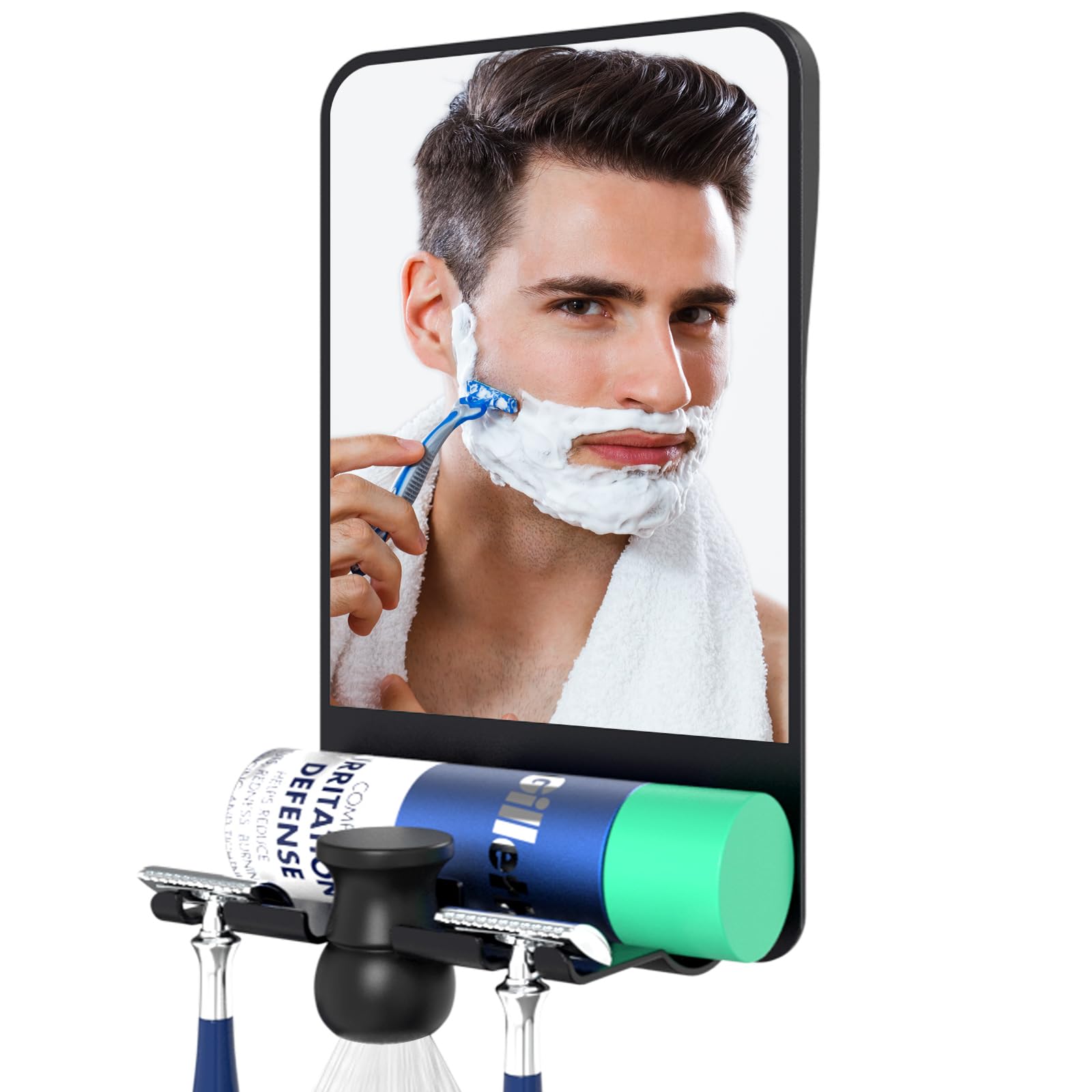 Photo 1 of COSMIRROR Shower Mirror Fogless for Shaving with Razor Holders, Anti Fog Mirror for Shower, Adjustable Shower Shave Mirror for Men and Women, Large Shatterproof Fog Free Shaving Mirrors, No Drilling