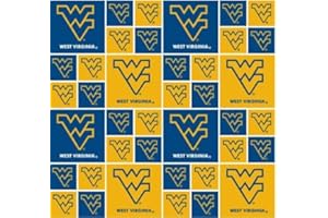 FIELD'S FABRICS Cotton University of West Virginia Mountaineers College Team Sports Cotton Fabric Print By the Yard