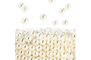 SUREAM 6mm/0.24Inch Beads for Makeup Organizer Filling in Vanity, Polished ABS Undrilled Pearls for Vase Fillers, Round Pearl Beads for Birthday Party, Christmas, Bathroom, Home Decor (2400pcs Ivory)