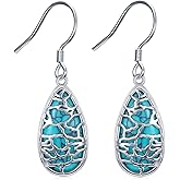 Turquoise Earrings 925 Sterling Silver Turquoise Teardrop Dangle Earrings for Women Western Jewelry Gift for for Women Mom Birthday Present