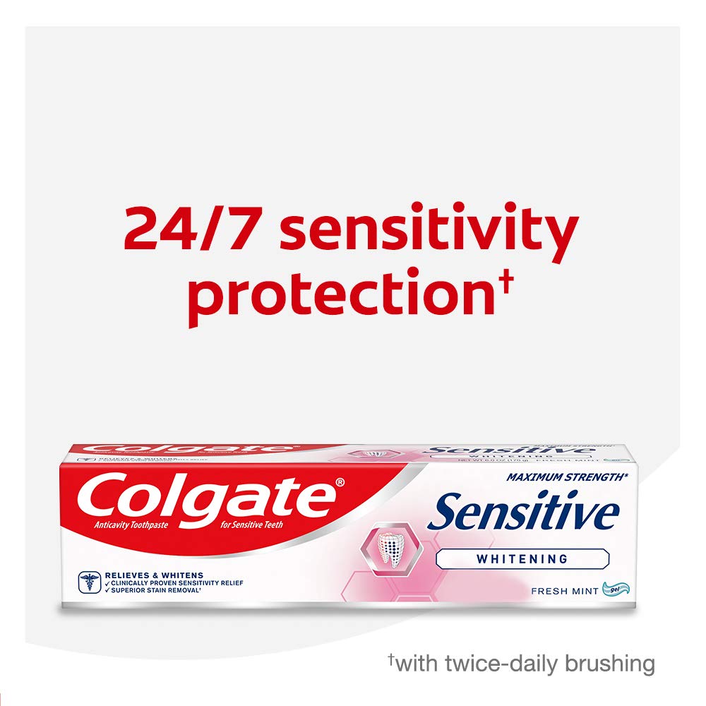 Colgate Sensitive Whitening Toothpaste for Sensitive Teeth, Enamel Repair and Cavity Protection, Fresh Mint Gel - 6 ounce (3 Pack) : Beauty