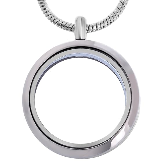 rubyca Living Memory Medaillon Schlange Kette Halskette Kristall Floating Charme DIY, glas, Silver Round Locket, 5 Pcs