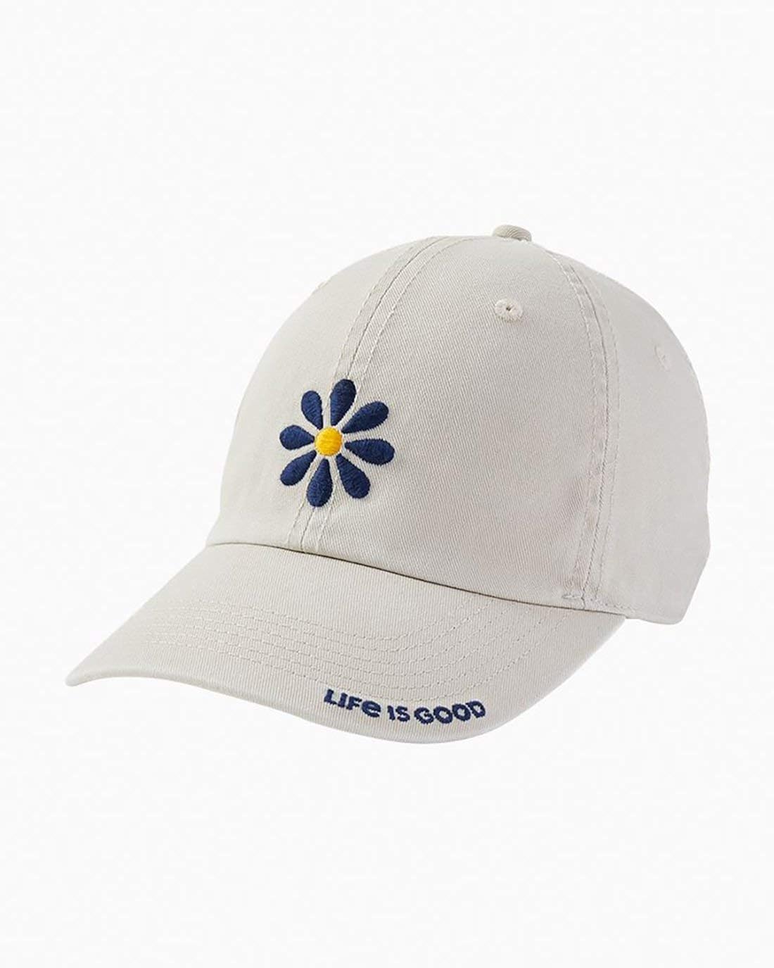 Life is Good Chill Cap Embroidered Brim Baseball Hat, Daisy Bone, One Size: Clothing