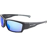 Optic Edge Freelance Wraparound Sports & Motorcycle Sunglasses for Men or Women Matte Black Frame w/Dielectric Blue Mirror Lens
