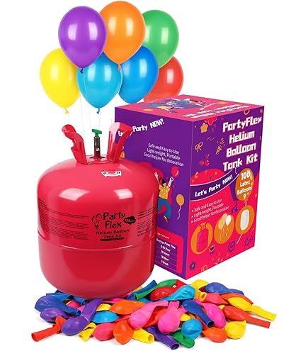 Balloon Time Helium Tank Balloon Party Kit - Includes 50 Balloons & Helium Tank - Boxed Decor Set (3 Pieces)