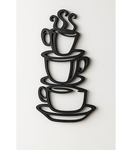 Juego De 3 Decoraciones De Pared De Metal Con Palabras Café - Mocha, Latte, Java, 14x22 Cm, Negro
