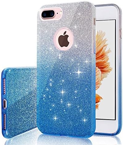 iPhone 8 Plus/7 Plus Case, SIVA Bling Glitter Sparkle Pretty Cute Premium Luxury Cover Love Heart Diamonds for Girls/Women for Apple 5.5" iPhone 8plus/7plus (Gradient Blue)