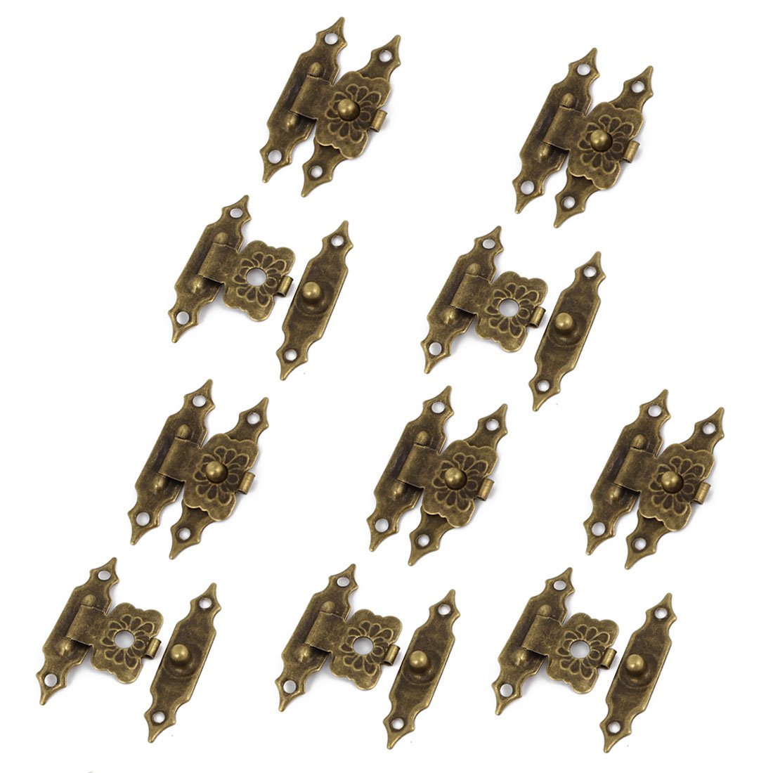 Sourcingmap Antique Wood Box Latch Sets Case Hasp Lock 3cm Long 10 Pcs Bronze Tone