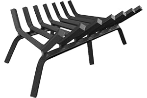 HYTXEN Fireplace Grate 24 Inch, Fireplace Grates Heavy Duty Cast Iron Solid Steel 7 Bars Fire Pit Grate with 6 Support Legs, Fireplace Log Grate Outdoor Indoor Wrought Iron Wood Burning Rack