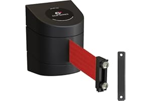 Crowd Control Warehouse - CCW Series WMB-230 Magnetic Wall Mount Retractable Belt Barrier - 30 Foot, Red Belt with Black ABS Case