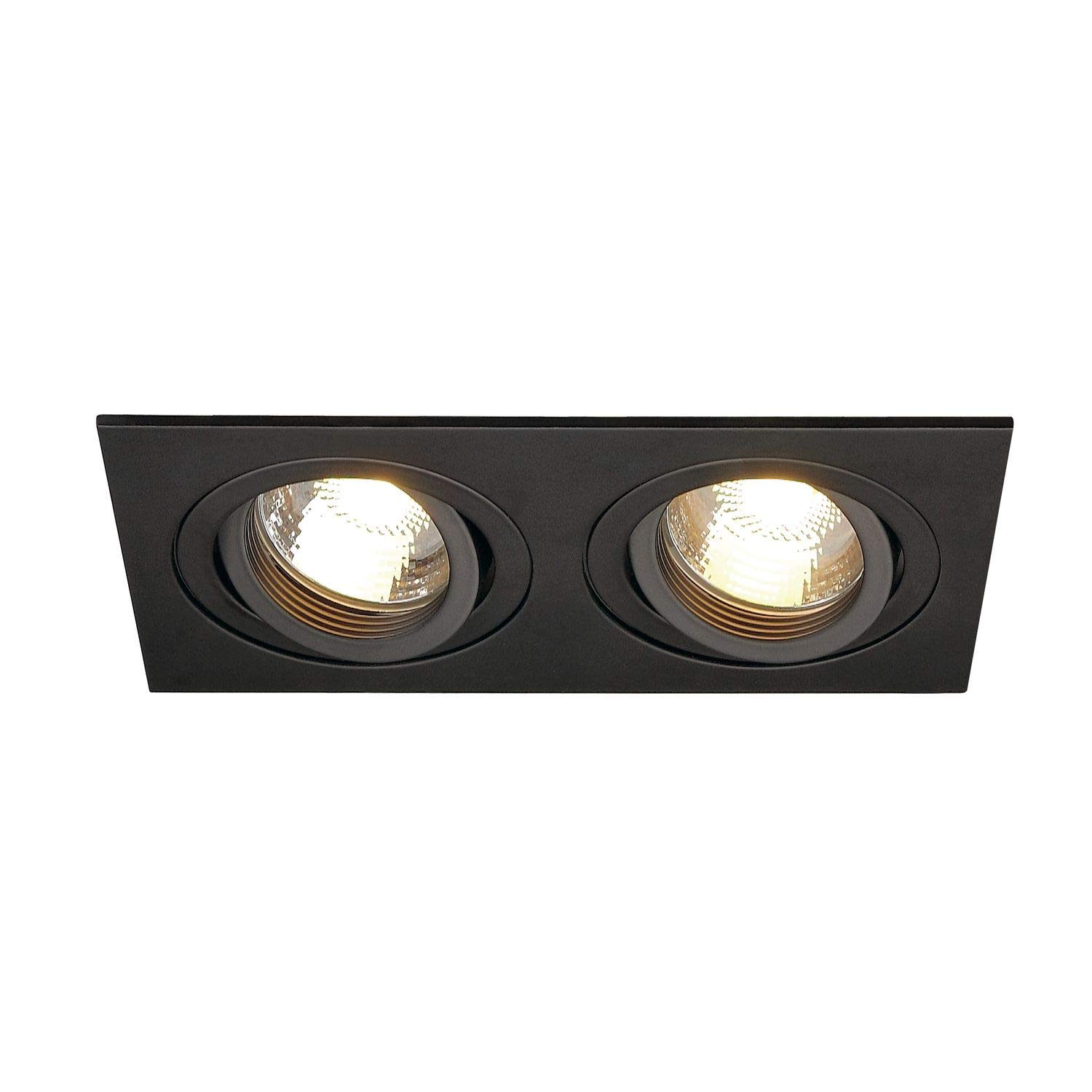 SLV 113492 New TRIA II GU10 Downlight, Rectangular, Black-mat, max. 2x50W, incl. Clip Springs, Aluminium, Black — image 1