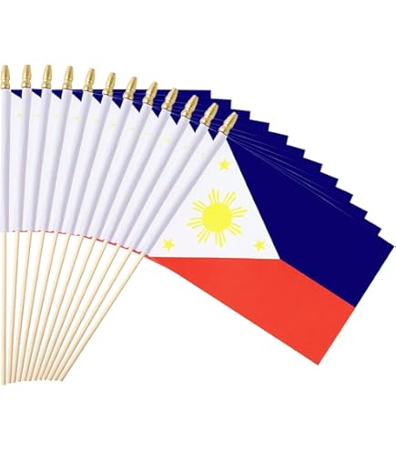 50 Pack Philippines Flag Stick Flags - 8.2x5.5 Inch Hand Held Flags For Parades & Events