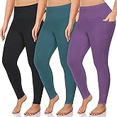 NEW YOUNG Plus Size Womens Clothing 3 Pack Plus Size Leggings with Pockets for Women Workout Yoga Pants
